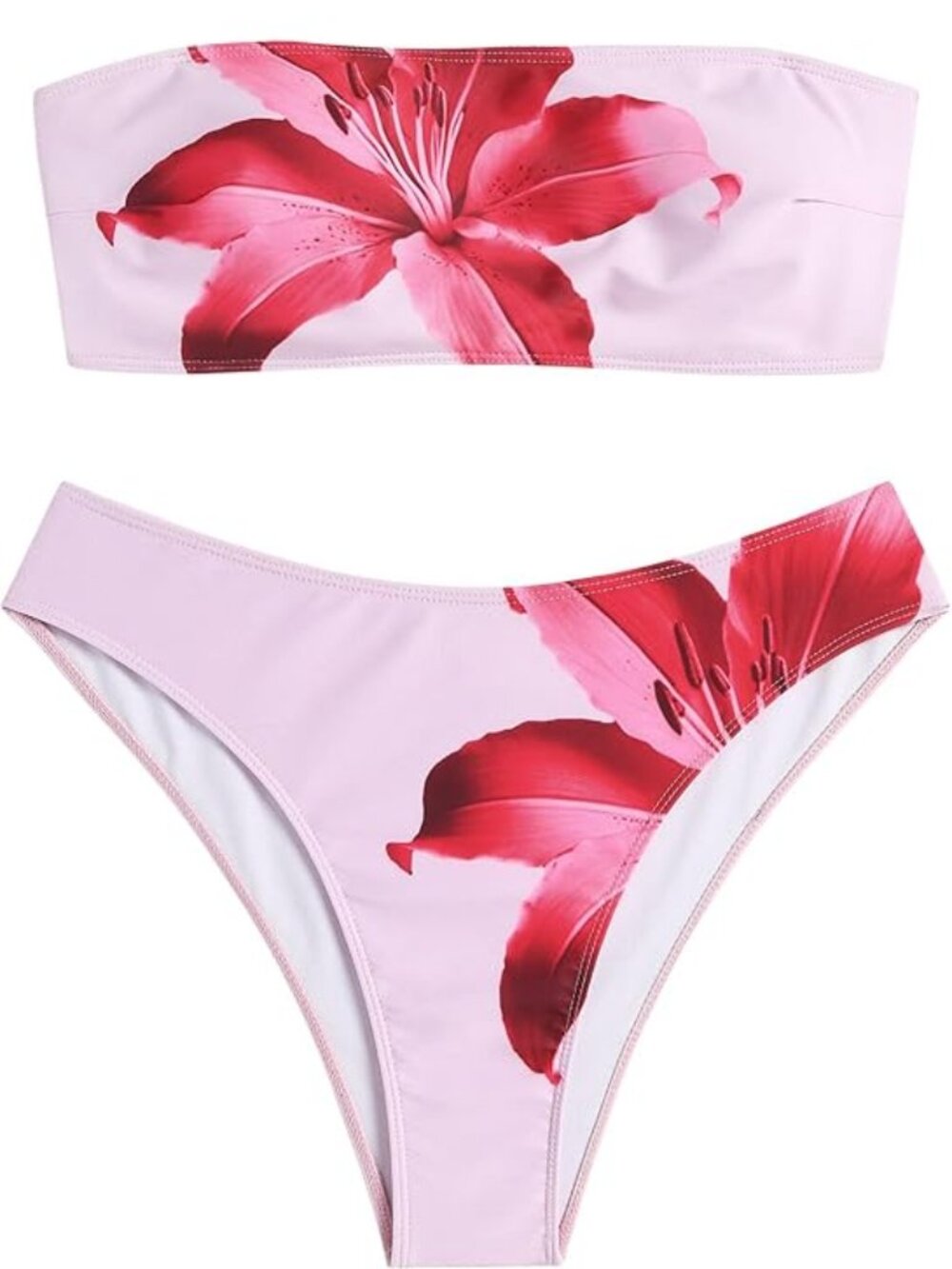 ZAFUL Women's High Cut Bandeau Bikini Bathing Suit M NWT